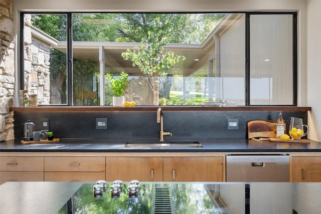821 Malabar St, Austin, TX 78734 - kitchen with stainless steel dishwasher and dark countertops