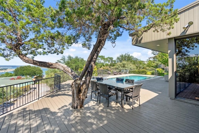 821 Malabar St, Austin, TX 78734 - deck with an outdoor pool and outdoor dining space