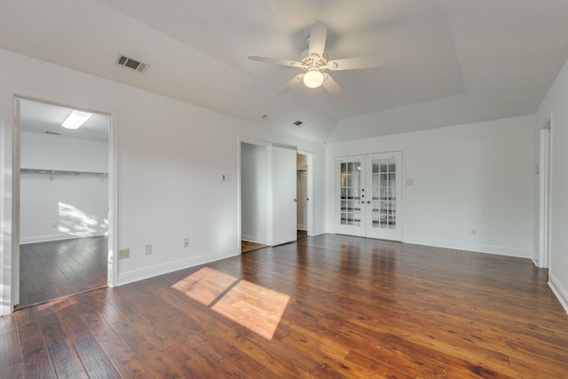 10701 Glass Mountain Trl, Austin, TX 78750 - unfurnished room with french doors, a ceiling fan, and wood-type flooring