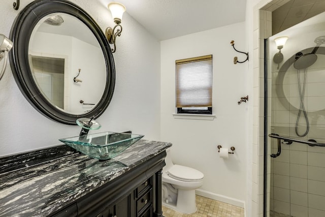 10701 Glass Mountain Trl, Austin, TX 78750 - full bath with vanity, a shower stall, and tile patterned flooring