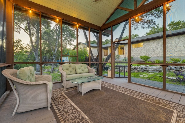 10701 Glass Mountain Trl, Austin, TX 78750 - sunroom with vaulted ceiling and an outdoor hangout area