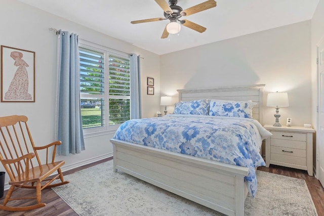 30112 Twin Creek Dr, Georgetown, TX 78626 - bedroom with wood finished floors and a ceiling fan