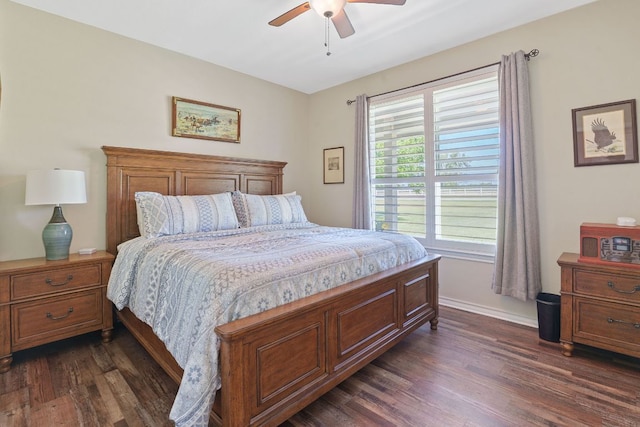 30112 Twin Creek Dr, Georgetown, TX 78626 - bedroom featuring dark wood finished floors and ceiling fan