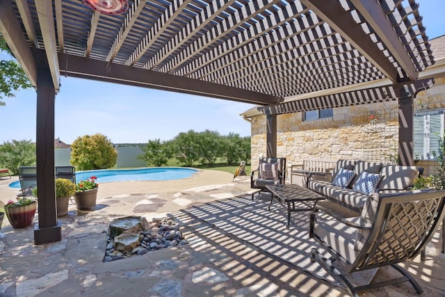 30112 Twin Creek Dr, Georgetown, TX 78626 - view of patio featuring outdoor lounge area, a pergola, and an outdoor pool