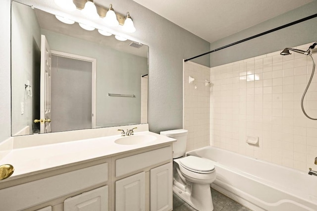 4460 Bremner Dr, Austin, TX 78749 - bathroom with vanity, washtub / shower combination, and tile patterned flooring