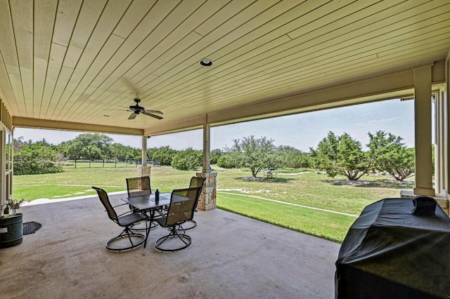 312 First Down Dash, Bertram, TX 78611 - view of patio / terrace featuring outdoor dining space and ceiling fan