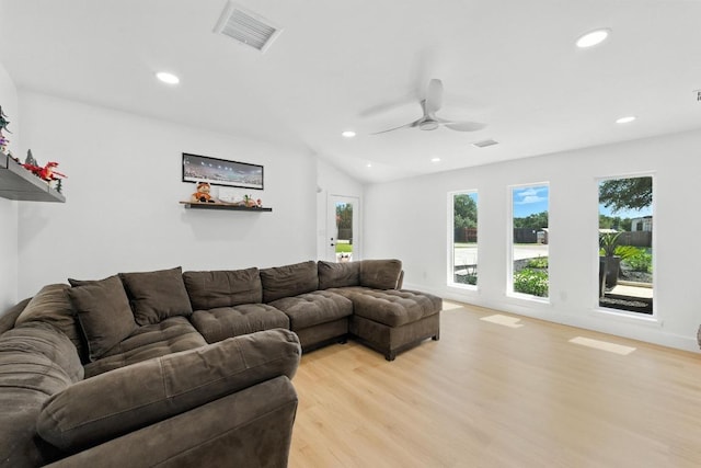 12501 Mixson Dr, Austin, TX 78732 - living area featuring recessed lighting, light wood-style flooring, and ceiling fan