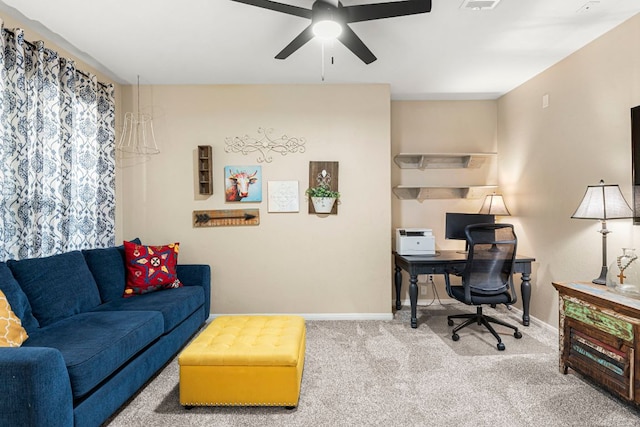 7625 Brecourt Manor Way, Austin, TX 78739 - office space featuring a ceiling fan and carpet flooring