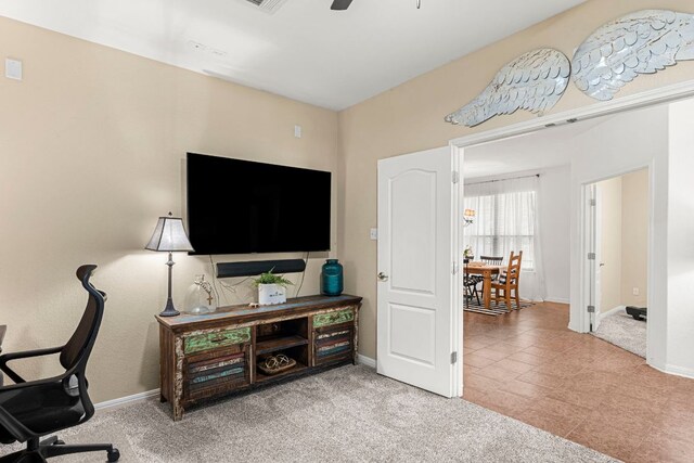 7625 Brecourt Manor Way, Austin, TX 78739 - office area with ceiling fan and carpet flooring
