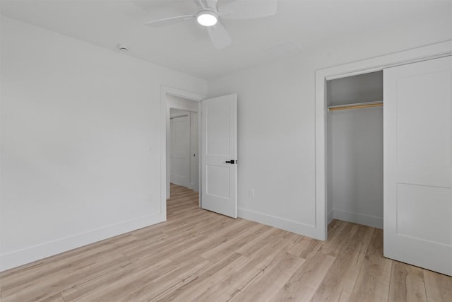 5604 Overbrook Dr, Austin, TX 78723 - unfurnished bedroom featuring light wood-type flooring, a closet, and ceiling fan