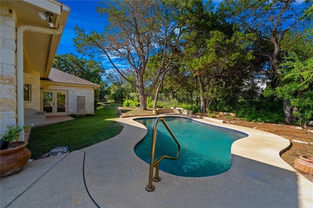 758 Mission Hts, New Braunfels, TX 78130 - outdoor pool featuring french doors, a patio, and a yard