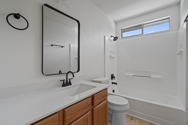 17129 Hamilton Point Cir, Manor, TX 78653 - bathroom with vanity, shower / bath combination, and wood finished floors