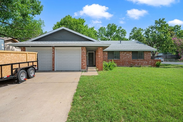 1300 Neans Dr, Austin, TX 78758 - ranch-style house featuring brick siding, concrete driveway, an attached garage, and a shingled roof