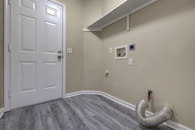 430 Zebra Dr, Kyle, TX 78640 - laundry area with dark wood-style floors, hookup for an electric dryer, gas dryer hookup, and hookup for a washing machine