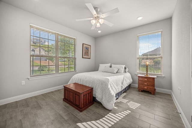 270 Baldovino Skwy, Lakeway, TX 78738 - bedroom featuring wood finished floors, recessed lighting, and a ceiling fan