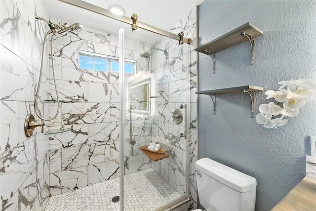 118 W Pauwela Ln, Bastrop, TX 78602 - full bathroom with a textured wall and a marble finish shower