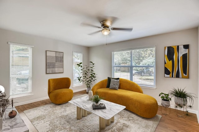 5808 Cherry Park, Austin, TX 78745 - living room with a ceiling fan and wood finished floors
