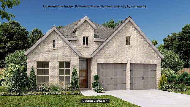 105 Rosemary Ct, Bastrop, TX 78602 - view of front of property with brick siding, a garage, roof with shingles, and concrete driveway