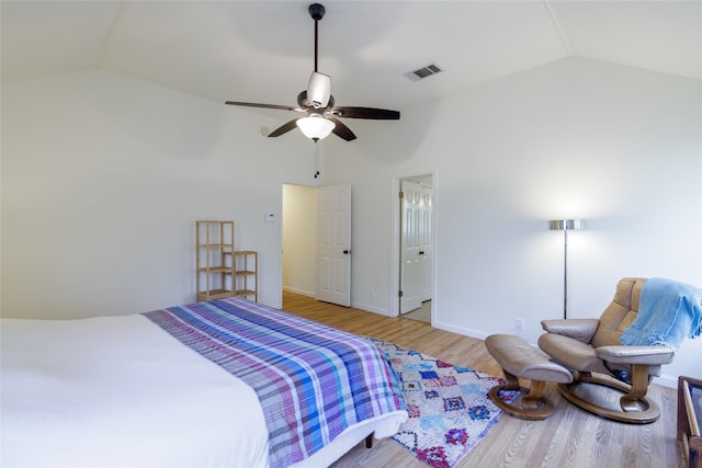 16704 Shipshaw River Cv, Leander, TX 78641 - bedroom with vaulted ceiling, wood finished floors, and ceiling fan
