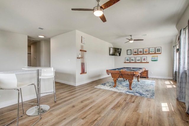 336 Gaida Loop, Georgetown, TX 78628 - recreation room with ceiling fan, pool table, and light wood-style flooring