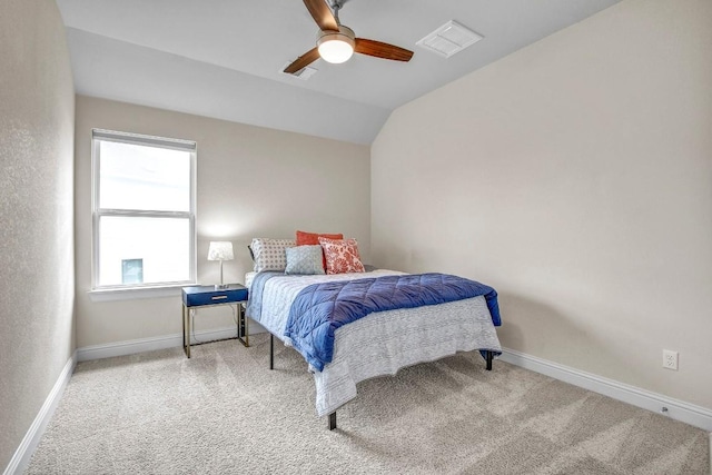 336 Gaida Loop, Georgetown, TX 78628 - bedroom featuring carpet flooring, lofted ceiling, and ceiling fan