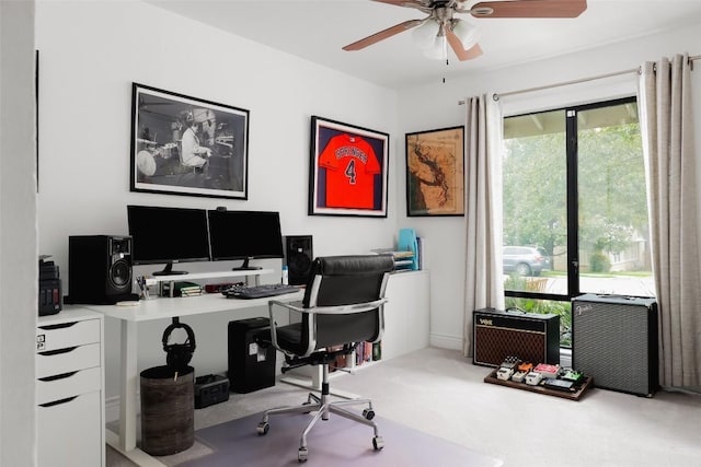 5710 Marilyn Dr, Austin, TX 78757 - office area with a ceiling fan and carpet floors