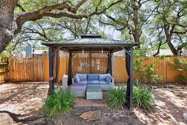 402 Oakcrest Dr, Cedar Park, TX 78613 - fenced backyard featuring a gazebo and outdoor lounge area