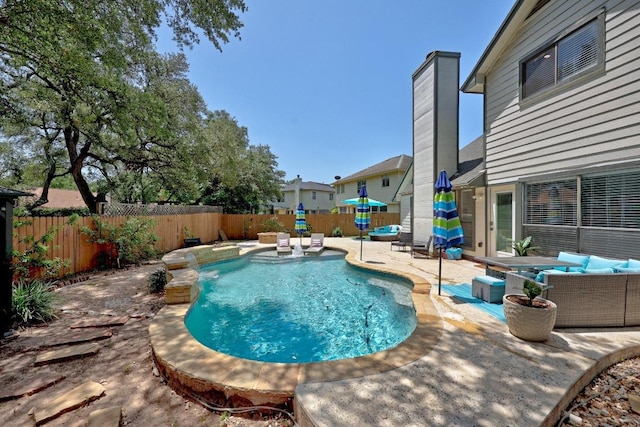 402 Oakcrest Dr, Cedar Park, TX 78613 - view of swimming pool with a patio area, a fenced backyard, and an outdoor hangout area