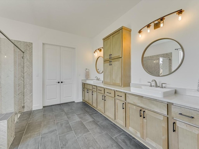 11901 Pier Ct, Austin, TX 78737 - bathroom with double vanity and a tile shower