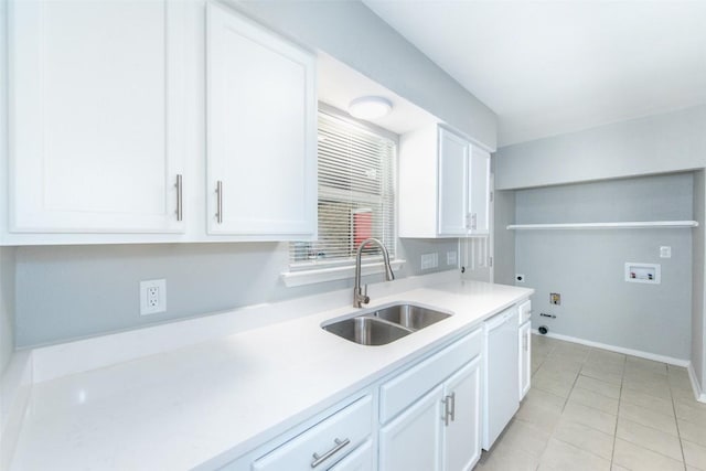 7107 Dan Jean Dr Unit A & B, Austin, TX 78745 - kitchen featuring white cabinetry, light countertops, dishwasher, and light tile patterned floors