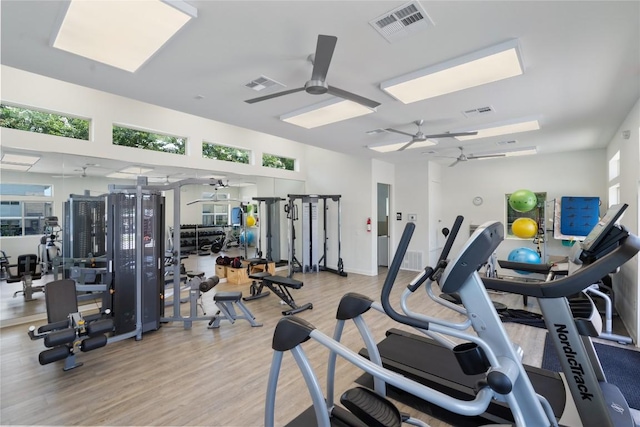7805 Cooper Ln Unit 203, Austin, TX 78745 - gym with ceiling fan and light wood-type flooring
