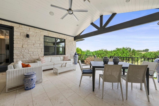 203 Black Stone Cv, Driftwood, TX 78619 - view of patio / terrace featuring a ceiling fan, outdoor dining area, and outdoor lounge area
