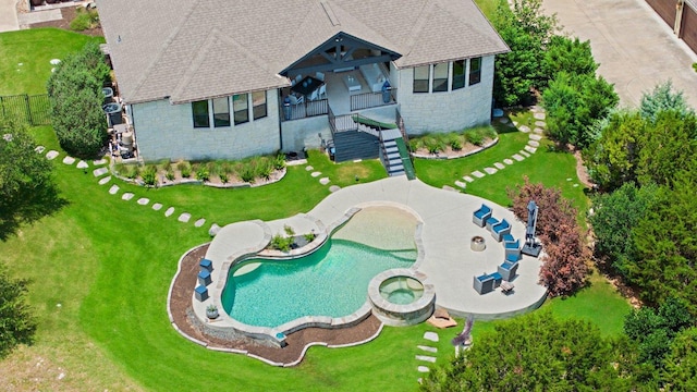 203 Black Stone Cv, Driftwood, TX 78619 - aerial view of property and surrounding area featuring a pool area