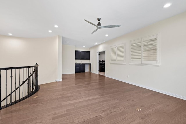 2708 Feathergrass Ct, Cedar Park, TX 78613 - unfurnished living room featuring wood finished floors, a ceiling fan, and recessed lighting