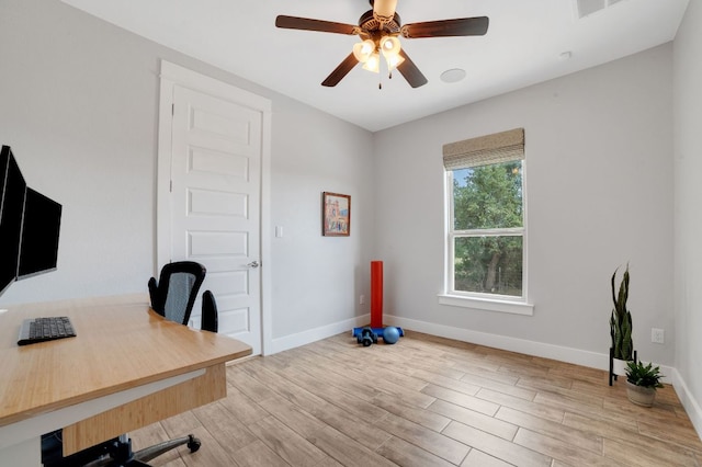 213 Woodland Hills Dr, Georgetown, TX 78633 - unfurnished office featuring ceiling fan and light wood-type flooring