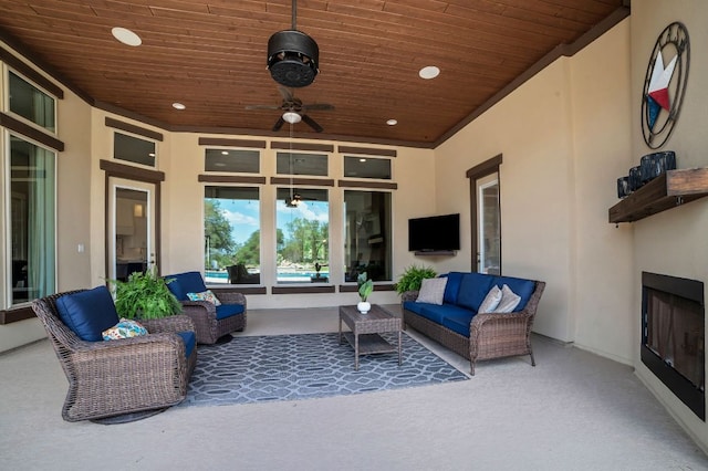 213 Woodland Hills Dr, Georgetown, TX 78633 - view of patio / terrace with an outdoor living space and ceiling fan