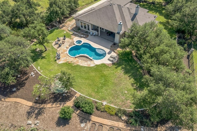 213 Woodland Hills Dr, Georgetown, TX 78633 - aerial view of property and surrounding area featuring a pool