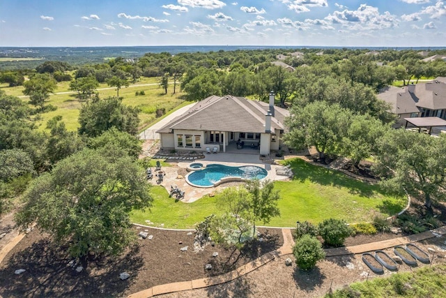 213 Woodland Hills Dr, Georgetown, TX 78633 - view from above of property featuring a pool