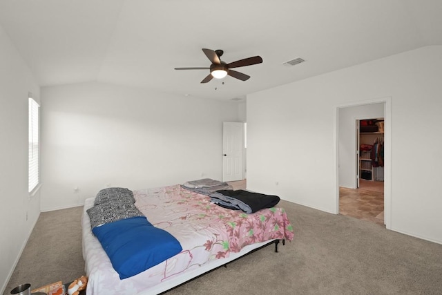 538 Thunder Valley Trl, Georgetown, TX 78626 - bedroom with lofted ceiling, carpet, and a ceiling fan