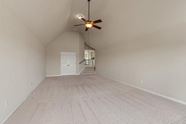 100 Calima Cv, Round Rock, TX 78681 - unfurnished living room featuring lofted ceiling, a ceiling fan, and carpet flooring