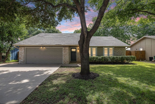 2508 Baxter Dr, Austin, TX 78745 - ranch-style home featuring a garage, concrete driveway, and roof with shingles