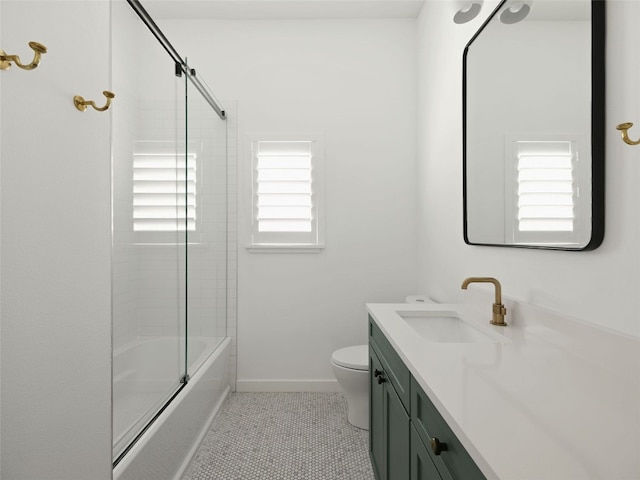 4105 Mcbrine Pl, Austin, TX 78746 - full bathroom with vanity, tile patterned floors, and combined bath / shower with glass door
