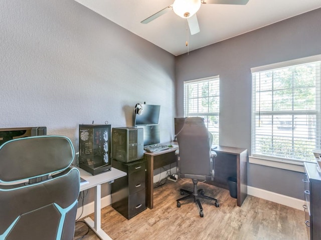 1329 Nokota Bnd, Georgetown, TX 78626 - office with wood finished floors and a ceiling fan