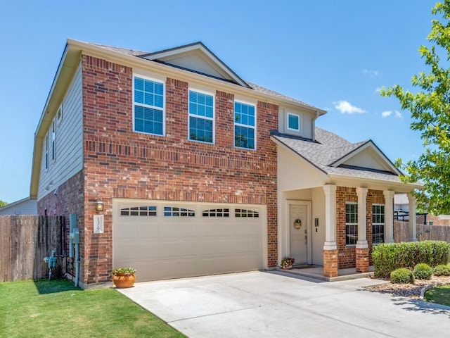 1329 Nokota Bnd, Georgetown, TX 78626 - view of front of house featuring brick siding, driveway, an attached garage, and a shingled roof