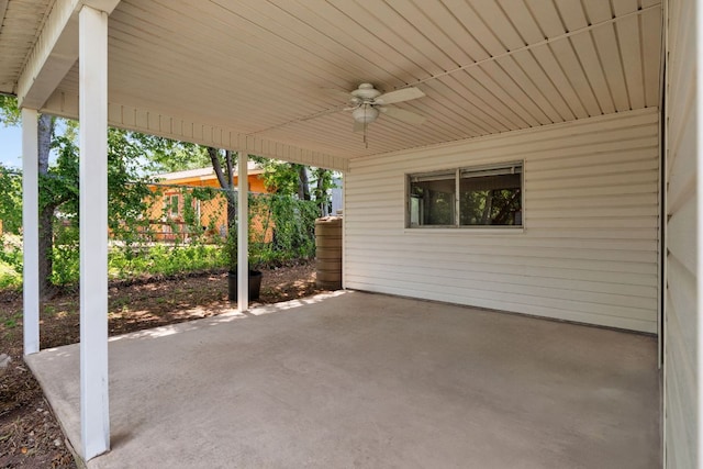 6804 Miranda Dr, Austin, TX 78752 - view of patio featuring a ceiling fan and an attached carport