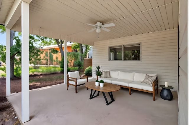 6804 Miranda Dr, Austin, TX 78752 - view of patio featuring outdoor lounge area and a ceiling fan