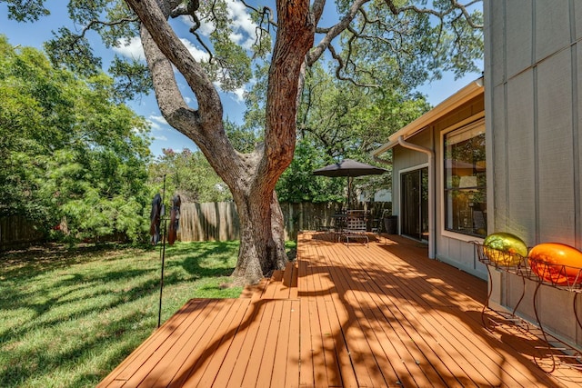 5808 Abilene Trl, Austin, TX 78749 - deck with a fenced backyard and outdoor dining space