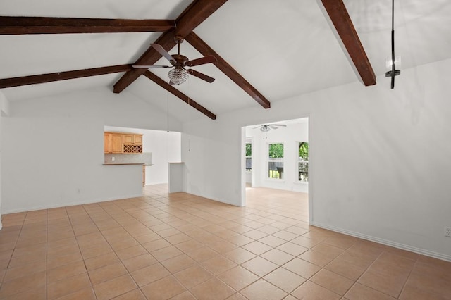 2109 Brandywine Ln, Austin, TX 78727 - unfurnished living room with ceiling fan and light tile patterned flooring