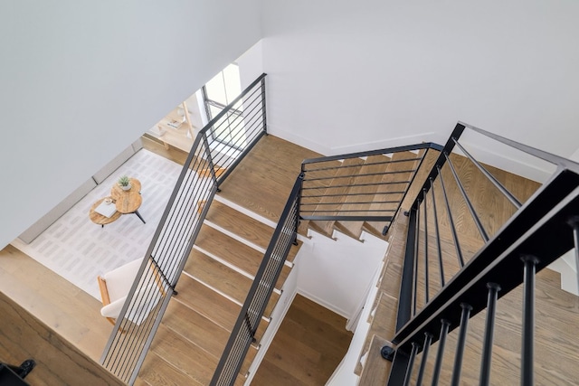 3108 Chennault St, Austin, TX 78723 - stairs with wood finished floors and baseboards