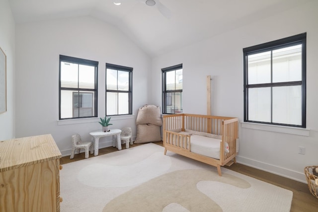 3108 Chennault St, Austin, TX 78723 - bedroom featuring wood finished floors and lofted ceiling